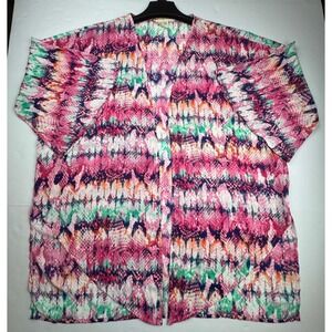 Peach Love California Women Kimono Cardigan Medium Pink Snakeskin‎ Boho Festival